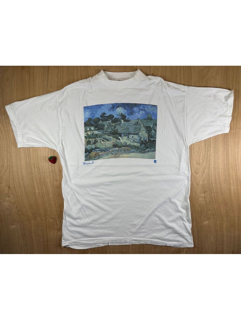 Vintage 80s Van Gogh Thatched Cottages at Cordeville tshirt Single Stitch large